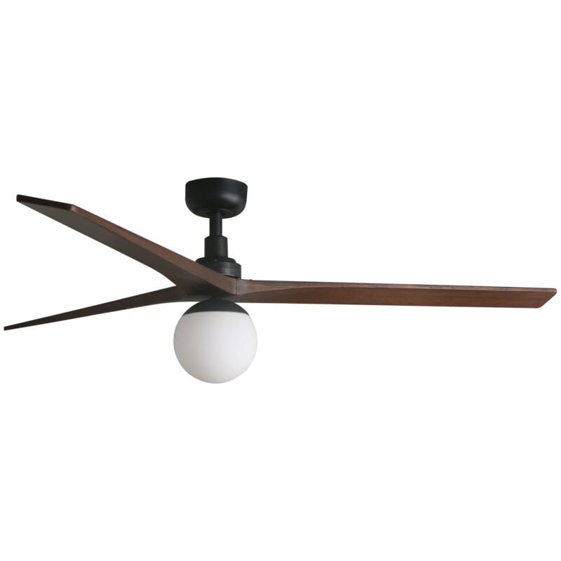 foto del prodotto faro barcelona faro klim ventilatore da soffitto dc grande nero, noce e27 6 velocit 