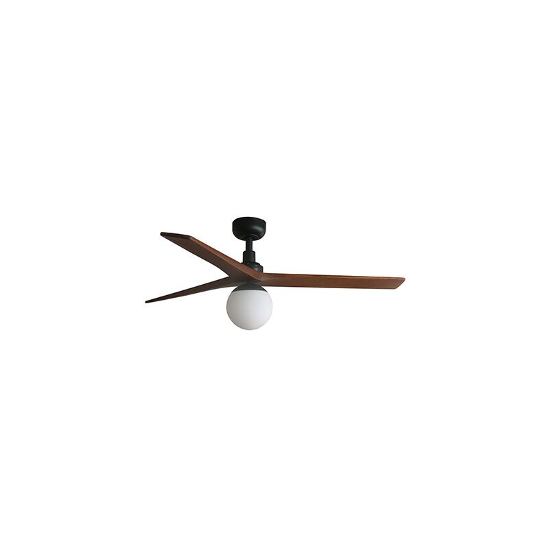 foto del prodotto faro barcelona klim m ventilatore con luce nero noce 125cm