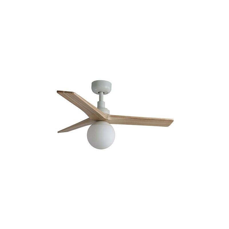 foto del prodotto faro barcelona klim s ventilatore con luce bianco rovere 92cm