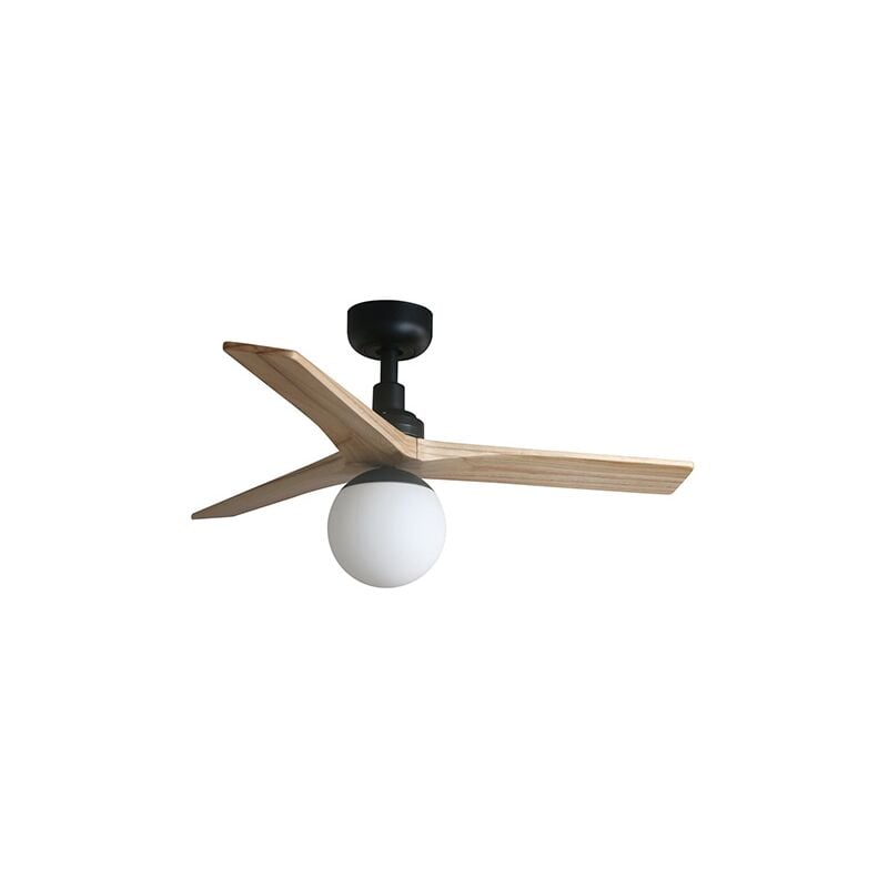 foto del prodotto faro barcelona klim s ventilatore con luce nero rovere 92cm