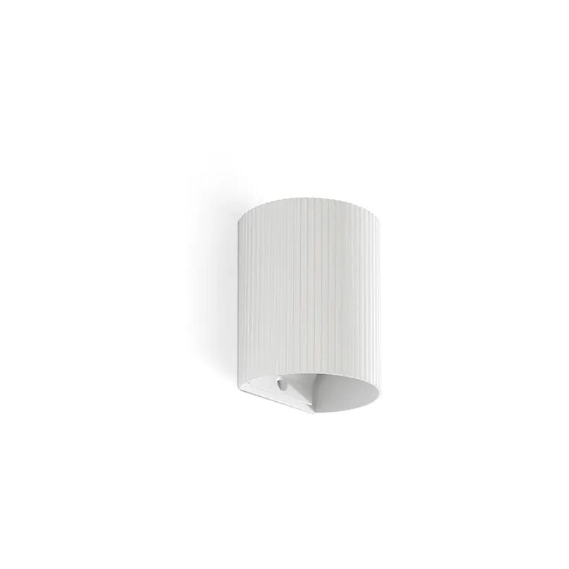 foto del prodotto faro barcelona lampada da parete sole scanalata bianca con interruttore 40526