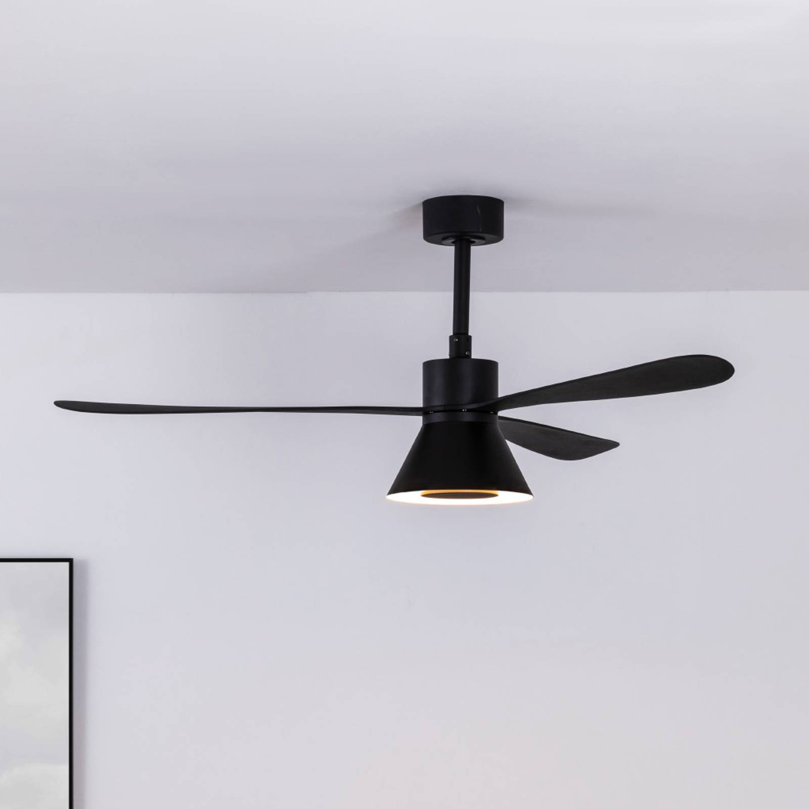 foto del prodotto faro barcelona ventilatore a pale amelia cone, lampada led, nero