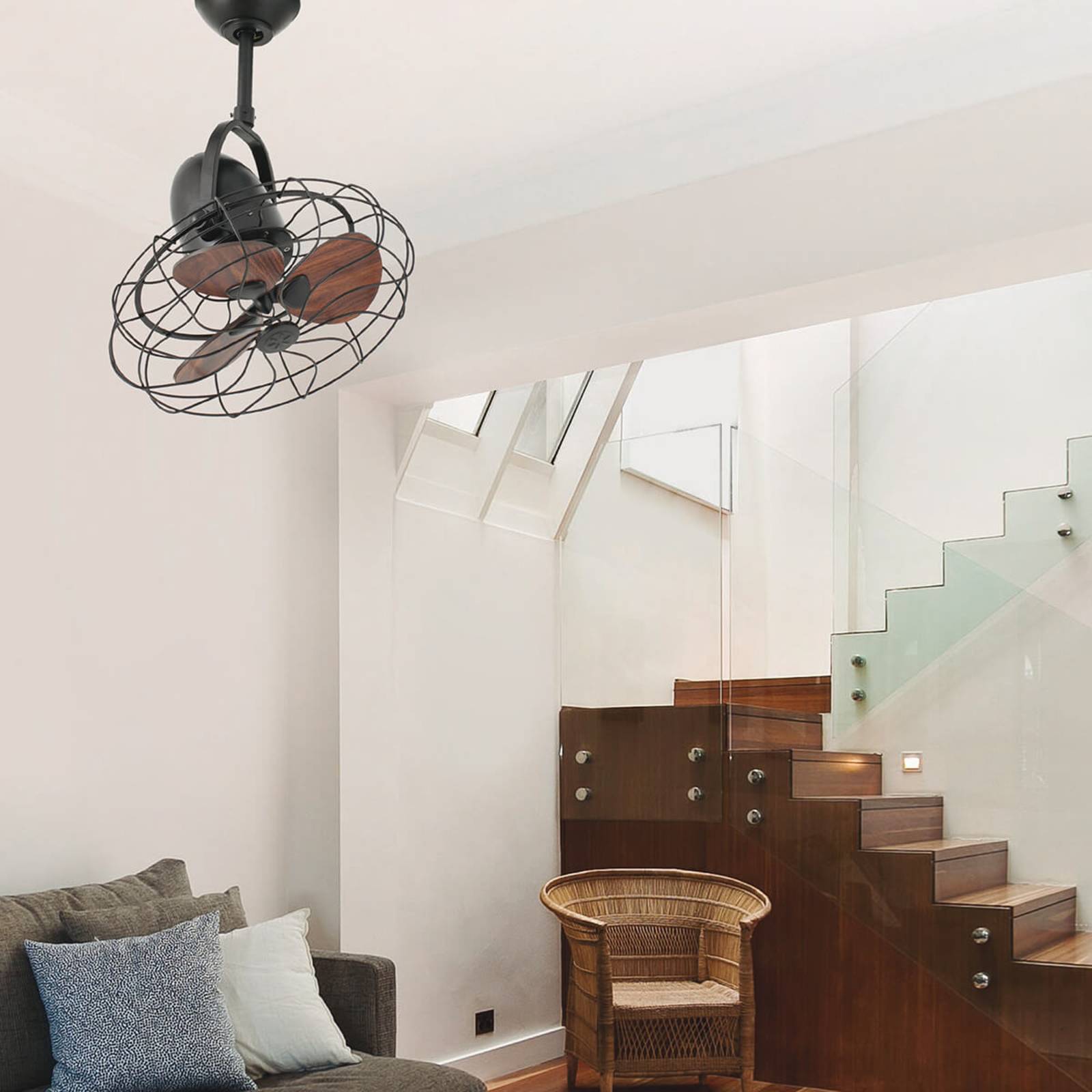 foto del prodotto faro barcelona ventilatore keiki, a parete e a soffitto, ac, marrone scuro