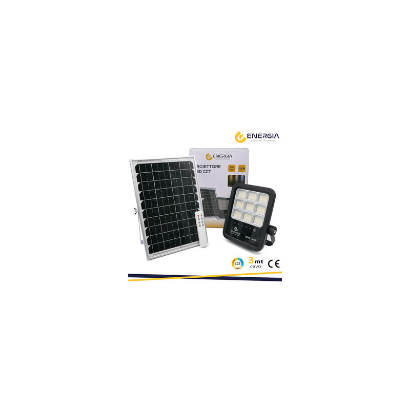 foto del prodotto faro con pannello solare 100w 1100lm cct telecom.
