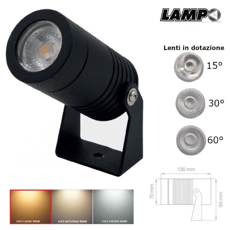 foto del prodotto faro da giardino nero gu10 ip65 orientabile per interno ed esterno