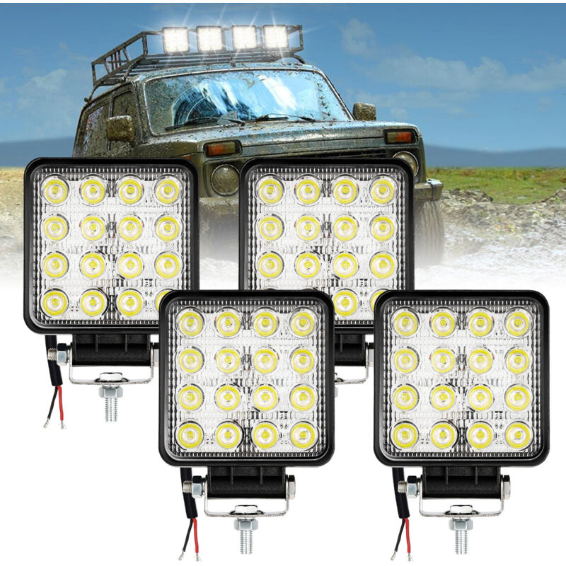 foto del prodotto faro da lavoro 4 x 48w piazza fari led 12v 24v fari di profondit impermeabile ip67 luci di lavoro fuoristrada per moto auto atv suv trattore 6500k
