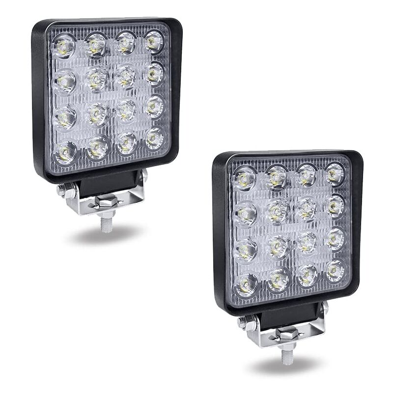 foto del prodotto faro da lavoro a led 2 48w quadrato 12v faro aggiuntivo 4320lm riflettore fuoristrada faro faro bianco freddo lampada da lavoro per suv, utv, atv