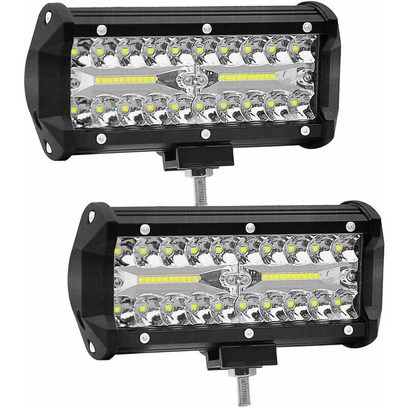foto del prodotto faro da lavoro a led da 2 pezzi da 7 pollici faretto da 120 w faretto da lavoro per auto 12 v 24 v 6000 k 15000lm fendinebbia