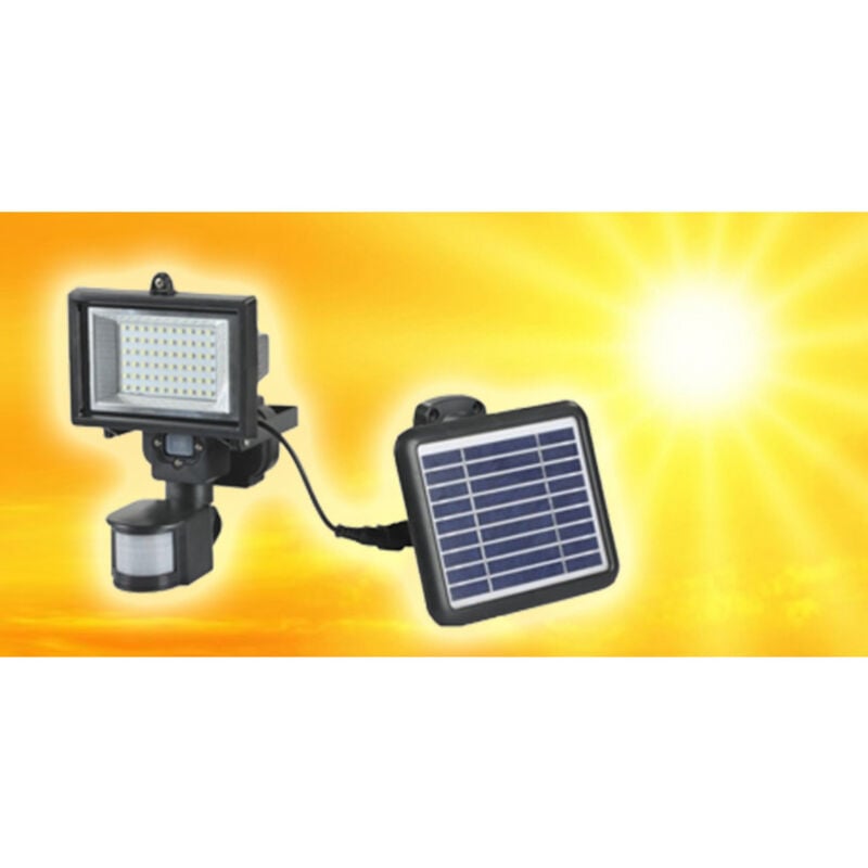 foto del prodotto faro faretto 60 led sensore movimento e pannello solare ricaricabile luce bianca trade shop traesio