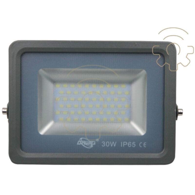 foto del prodotto faro faretto a led 30w luce bianco freddo ip65 3000lm 6000k grigio in alluminio pressofuso driwei