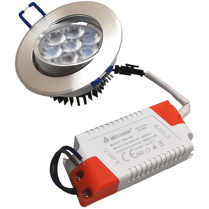foto del prodotto faro faretto led incasso alluminio 7w ip20 orientabile rotondo 6500k 4000k fredda bianca 6500k