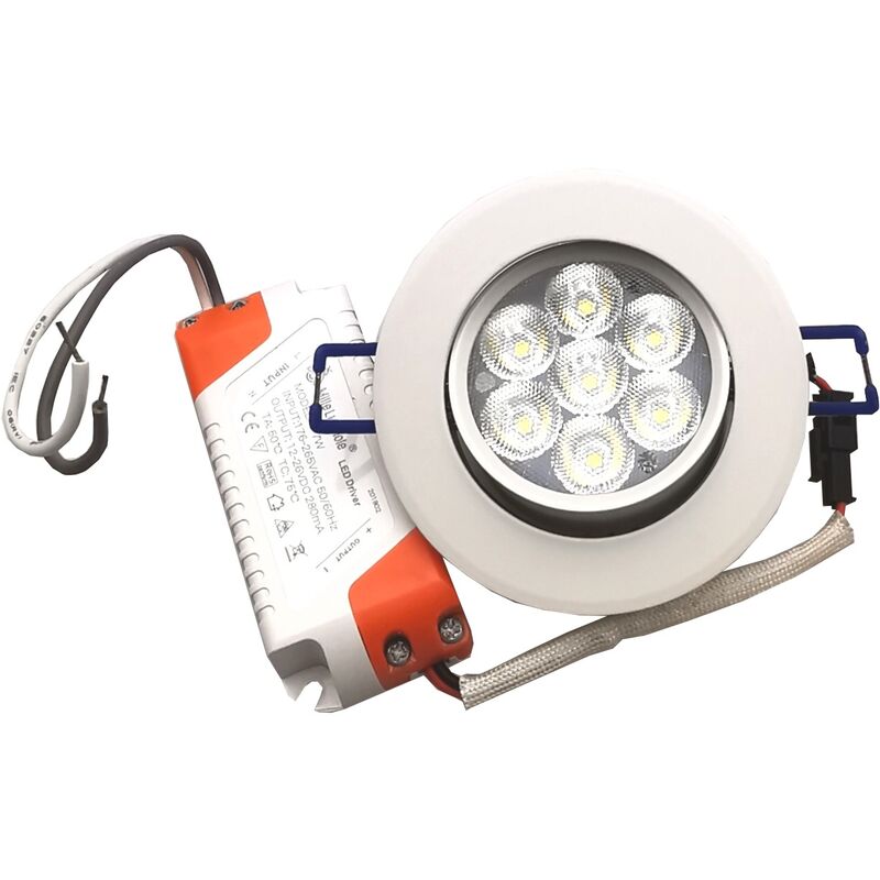 foto del prodotto faro faretto led incasso bianco 7w ip20 orientabile rotondo luce fredda naturale naturale 4000k