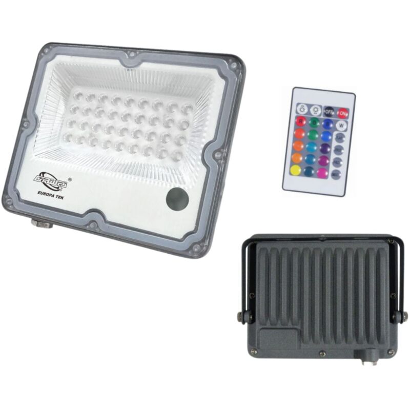 foto del prodotto faro faretto led rgb 50w proiettore da esterno ip65 telecomando giardino