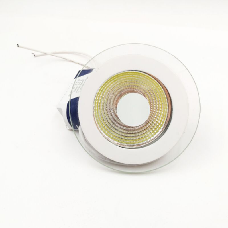 foto del prodotto faro faretto vetro 7w luce bianco ghiaccio ad incasso cartongesso con driver