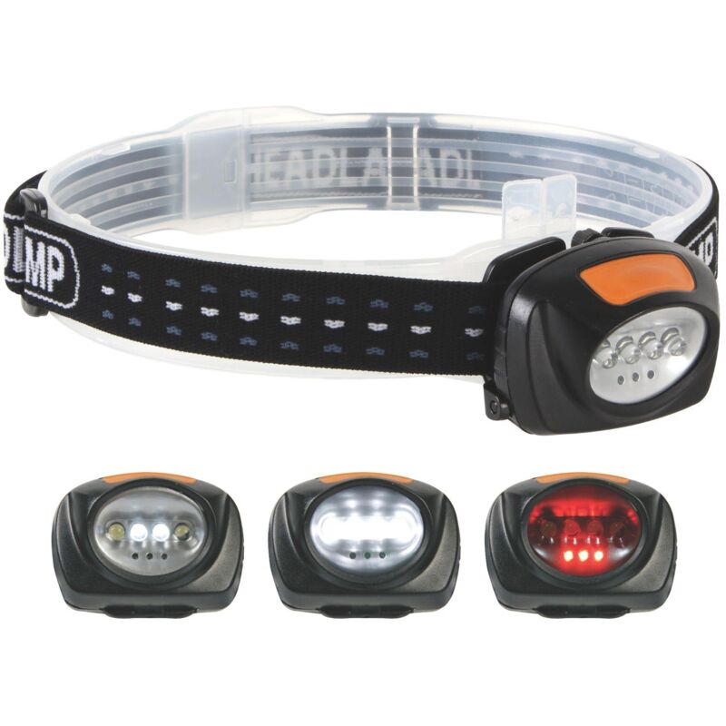 foto del prodotto faro frontale a led 2 in 1 con 4 led bianchi e 3 rossi