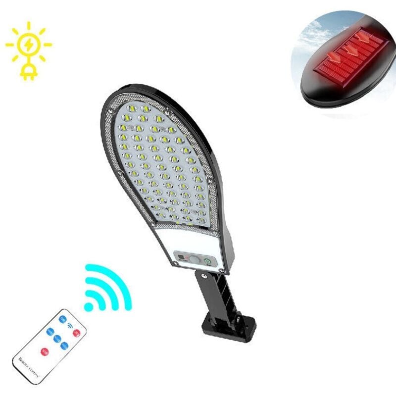 foto del prodotto faro lampione 46 led smd stradale pannello solare fotovoltaico sensore ip65 23w