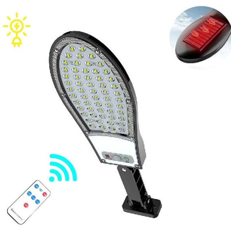 foto del prodotto faro lampione 57 led smd stradale pannello solare fotovoltaico sensore ip65 30w