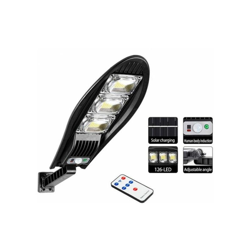 foto del prodotto faro lampione stradale solare con sensore di movimento telecomando 126 led w778b
