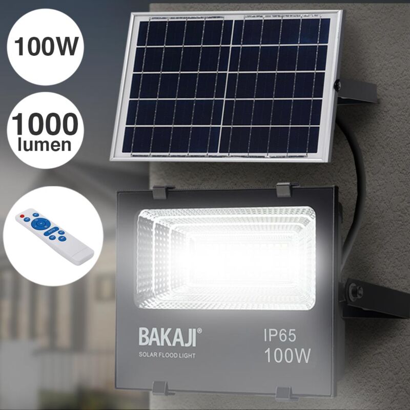 foto del prodotto faro led 100w pannello solare luce esterno alta luminosita 1000lm telecomando
