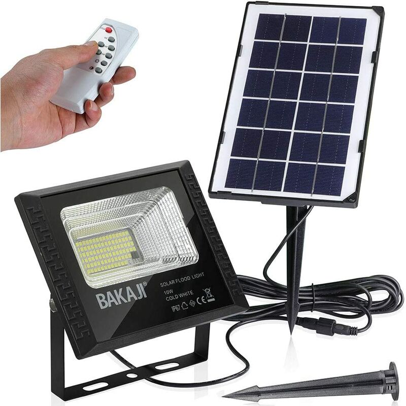 foto del prodotto faro led 10w pannello solare luce esterno alta luminosita 200 lm telecomando