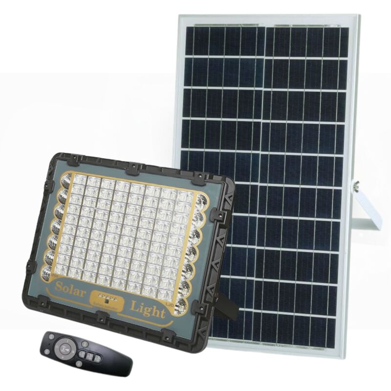 foto del prodotto faro led 150w con pannello solare luce fredda 6500k con indicatore carica