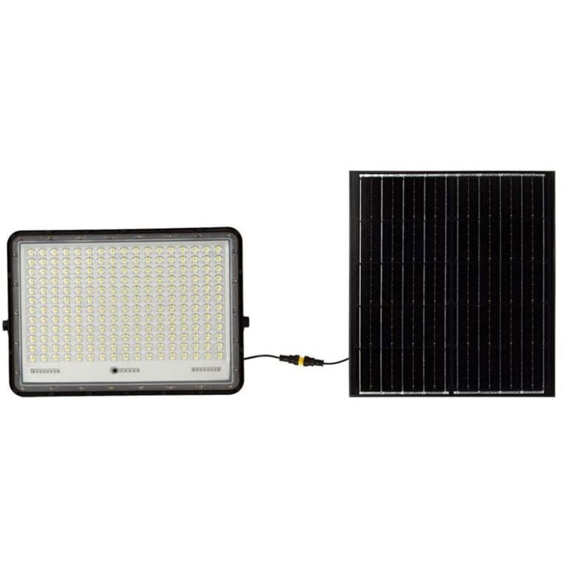 foto del prodotto faro led 30w 6400k con pannello solare e telecomando, batteria sostituibile, cavo 3 metri, nero - v-tac vt-240w 7829