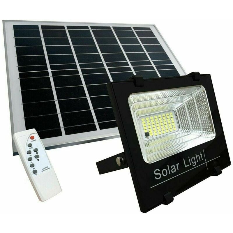 foto del prodotto faro led 400w con pannello solare luce fredda crepuscolare telecomando esterno