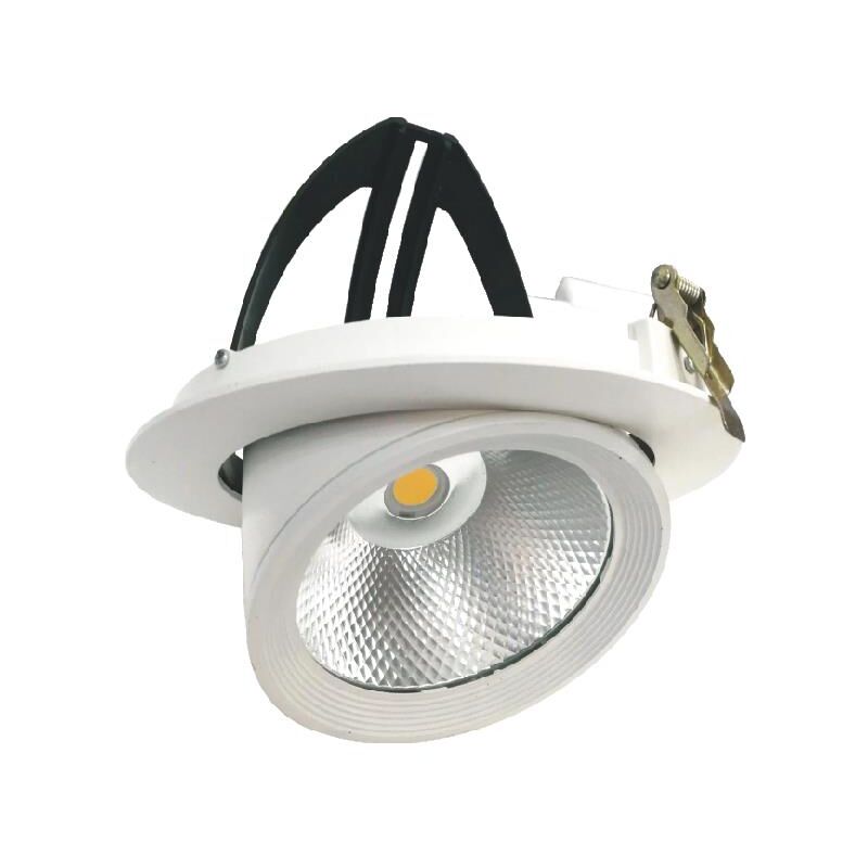 foto del prodotto faro led cob 40w a incasso rotondo orientabile 220v f.i.180 185mmluce calda 3000k
