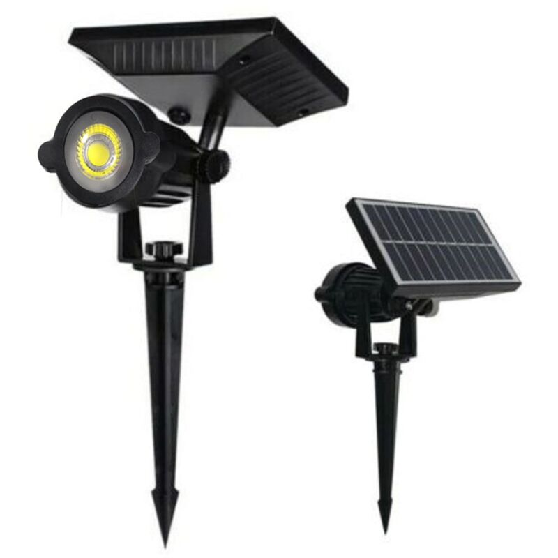 foto del prodotto faro led cob pannello solare 12w faretto segnapasso luce fredda da giardino 0413