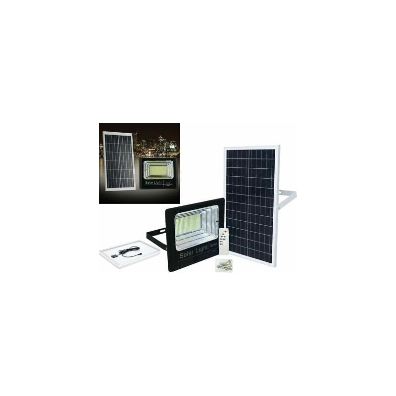 foto del prodotto faro led con pannello solare crepuscolare da 300w telecomando