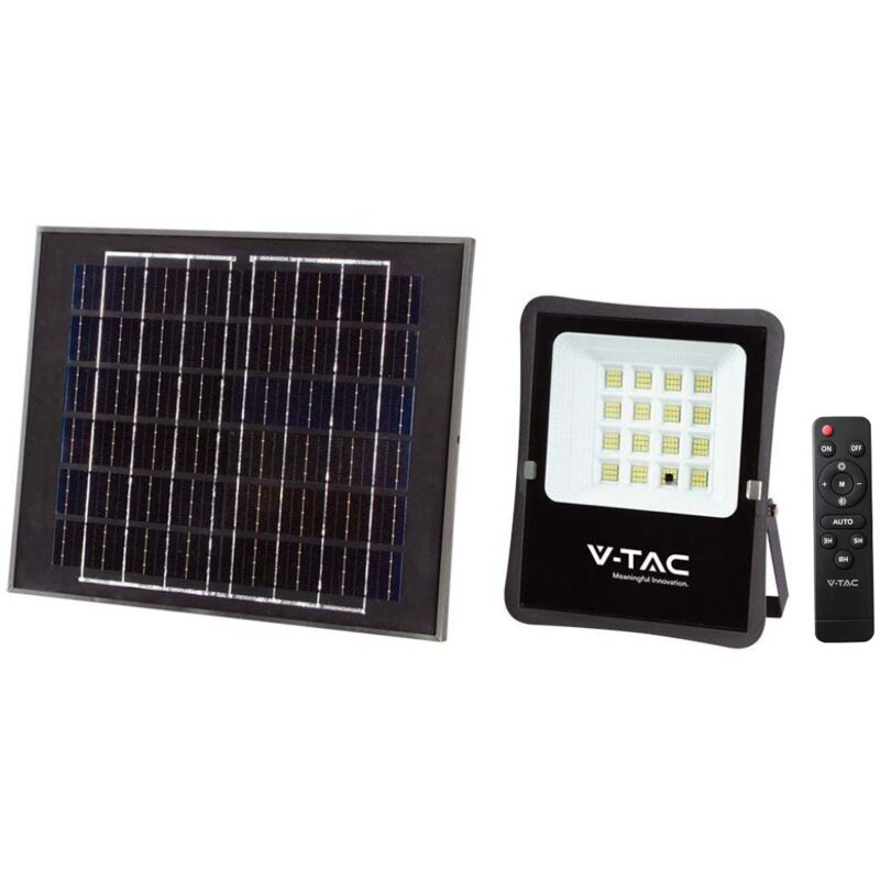 foto del prodotto faro led con telecomando e pannello solare 12w 6400k v tac
