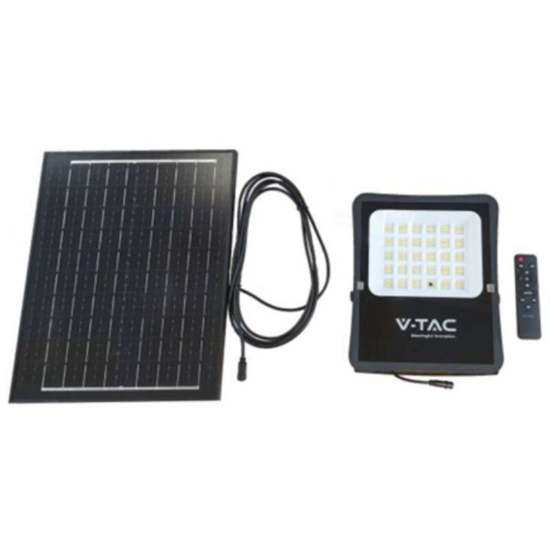 foto del prodotto faro led con telecomando e pannello solare 15w 6400k v tac