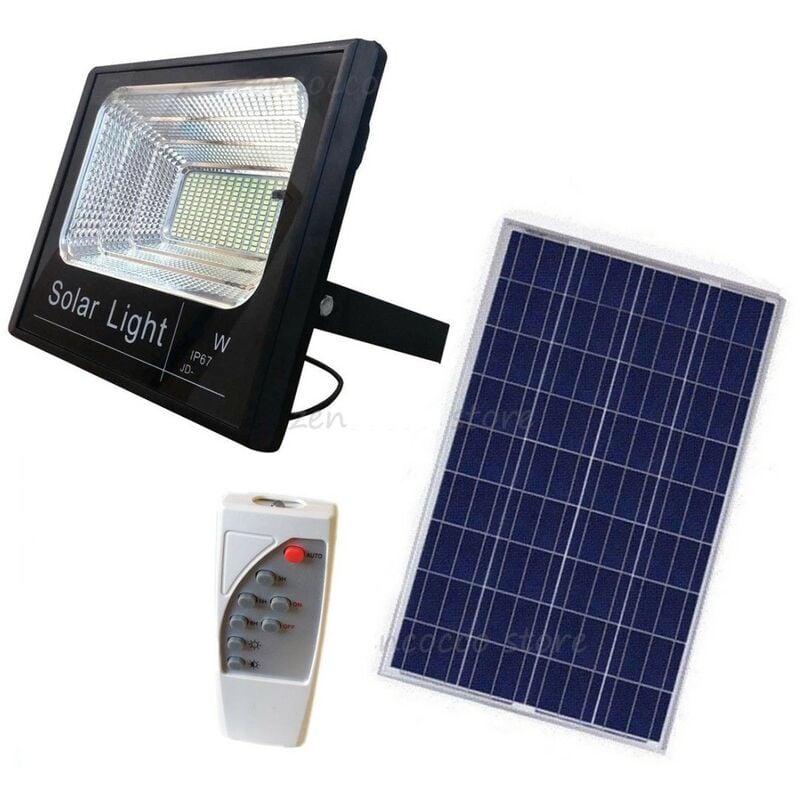 foto del prodotto faro led crepuscolare con pannello solare fotovoltaico ip67 da 10w a 200w bianca 25