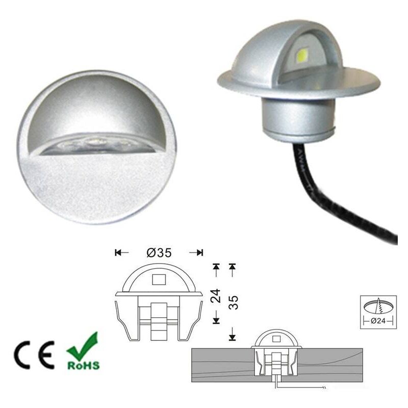 foto del prodotto faro led da incasso ip65 12v dc 0,4w bianco caldo
