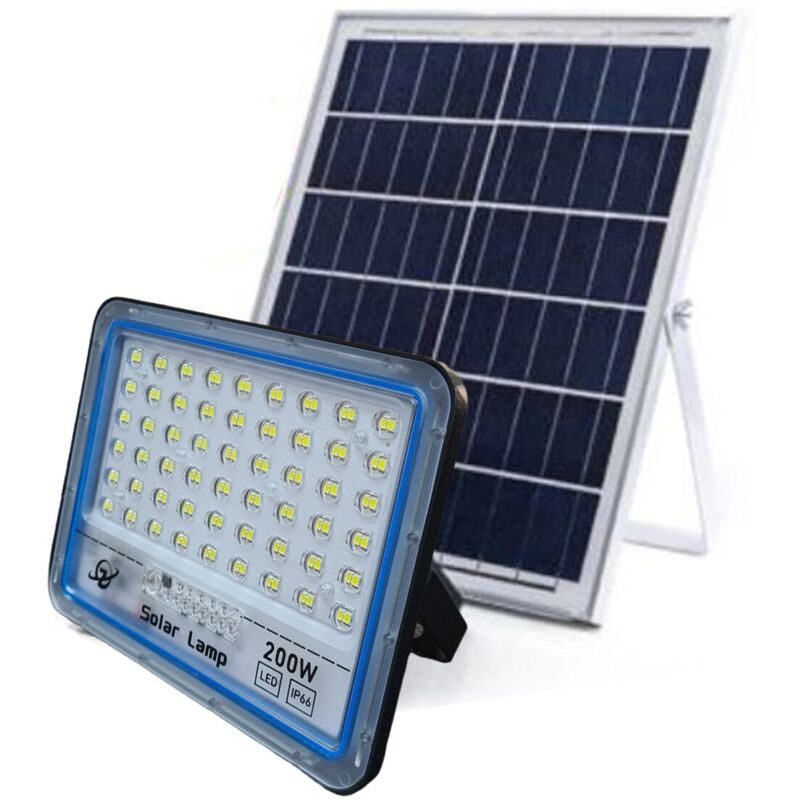 foto del prodotto faro led faretto alta luminosita pannello solare crepuscolare telecomando 200w