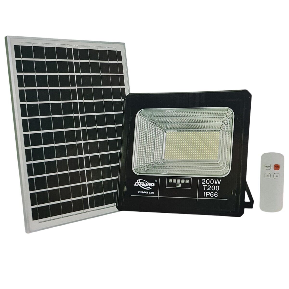 foto del prodotto faro led faretto alta luminosita pannello solare crepuscolare telecomando 200w