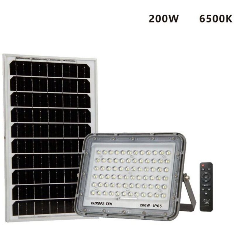 foto del prodotto faro led faretto pannello solare crepuscolare telecomando 200w et 31142 s12d