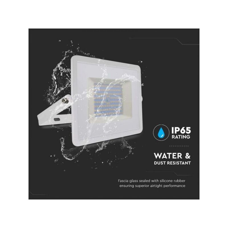 foto del prodotto faro led flood light 100w 8700lm ip65 slim 261x217x32mm carcassa bianca luce 4000k sku 215968