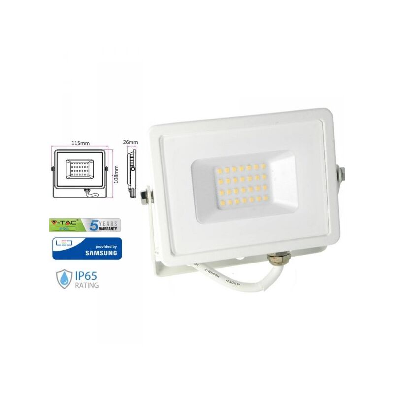 foto del prodotto faro led flood light 10w ip65 bianco caldo super slim carcassa bianca smd samsung sku 427