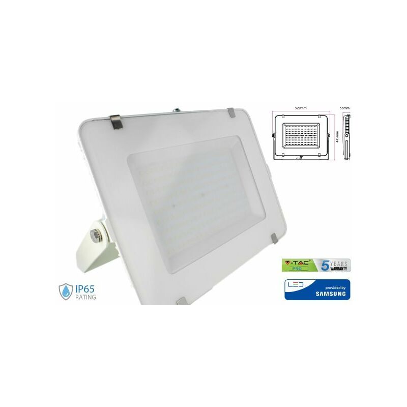 foto del prodotto faro led flood light 300w ip65 bianco freddo 6400k super slim 55mm carcassa bianca samsung garanzia 5 anni sku-487