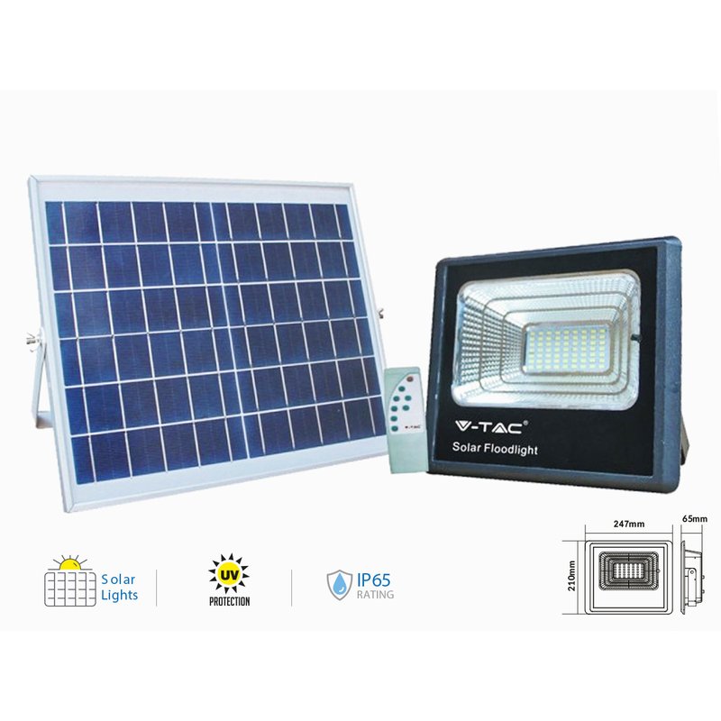 foto del prodotto faro led flood light con pannello solare 40w freddo 6000k ip65 telecomando incluso sku 94008