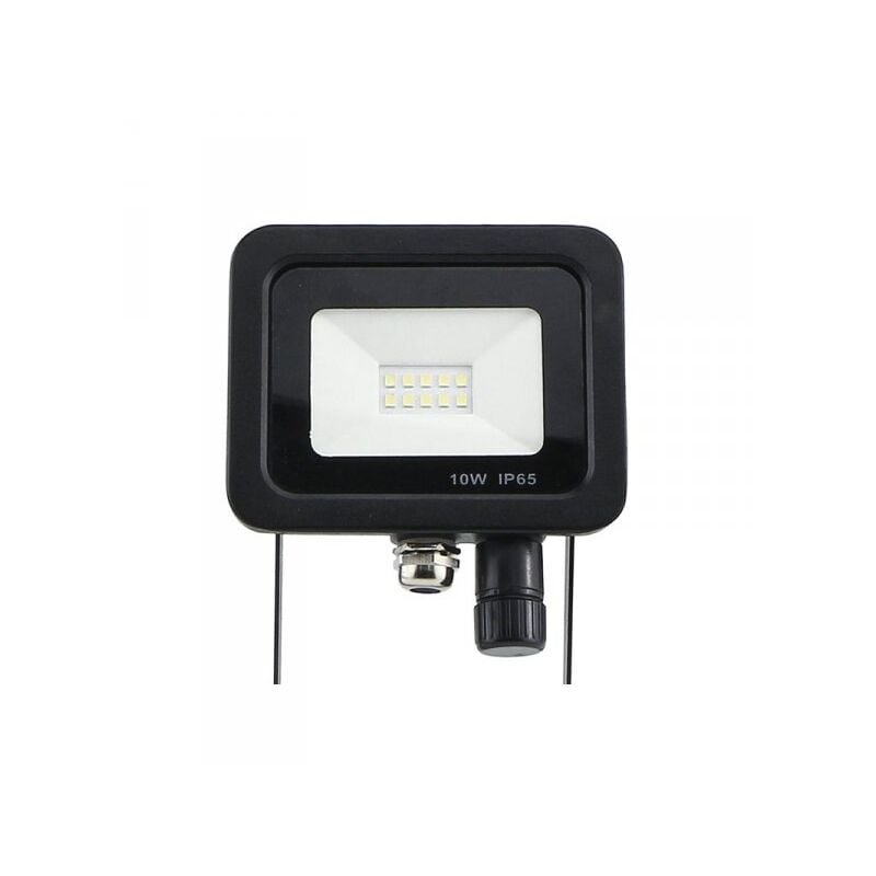 foto del prodotto faro led flood light slim 10w ip65 bianco neutro carcassa nera sensore pir opzionale cl1918
