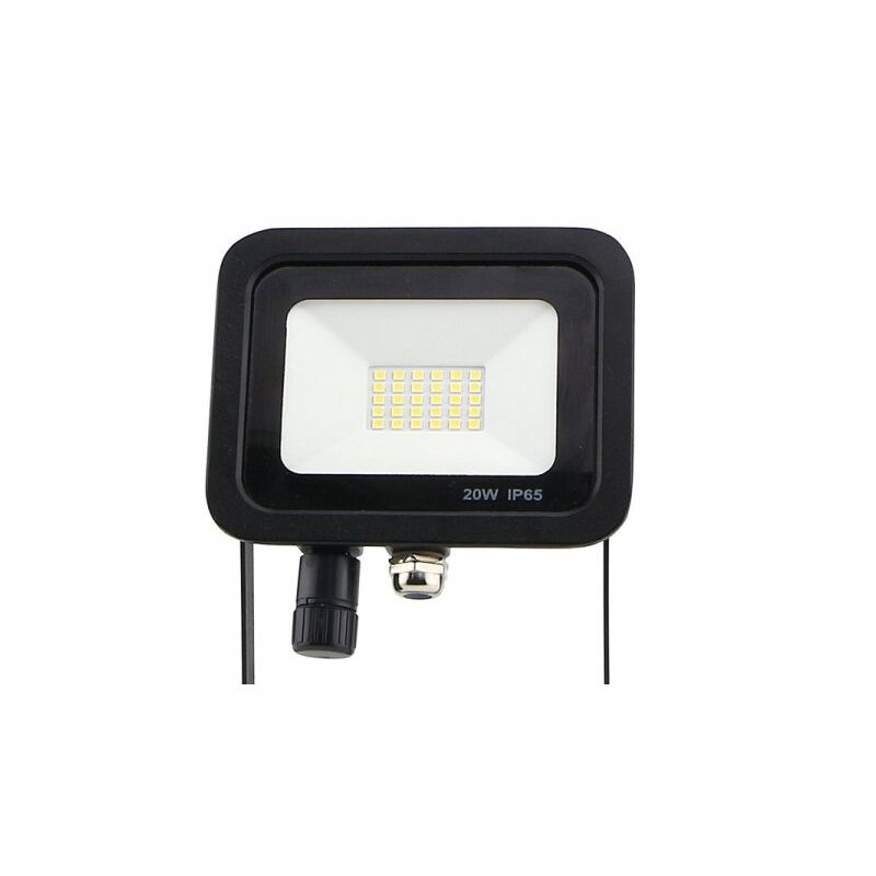 foto del prodotto faro led flood light slim 20w ip65 bianco neutro carcassa nera sensore pir opzionale cl1918