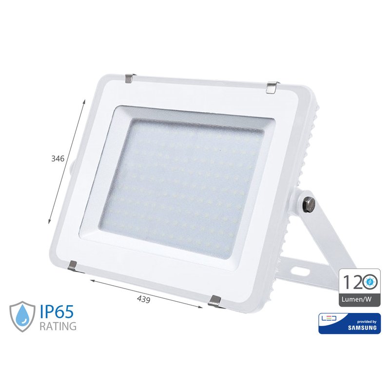 foto del prodotto faro led flood slim alta luminosita 120lm w 200w 24000lm neutro 4000k carcassa bianca ip65 chip samsung sku 787