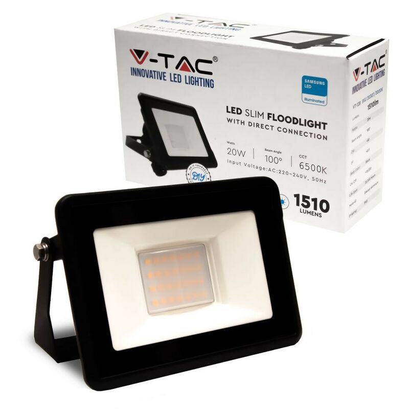 foto del prodotto faro led floodlight 20w smd ip65 chip samsung colore nero bianco freddo