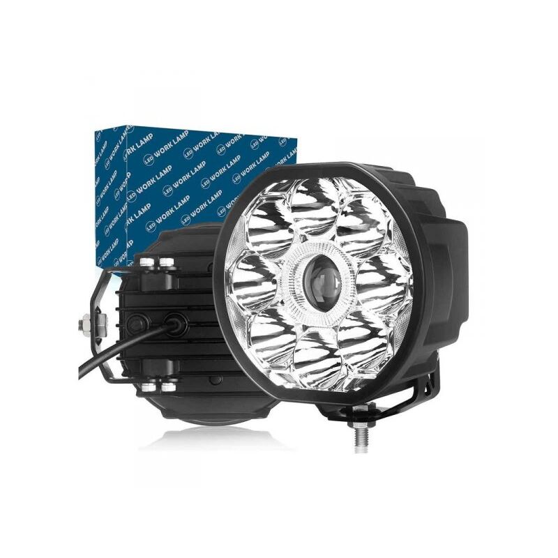 foto del prodotto faro led fuoristrada rotondo 6 39 39 80w 8000lm frecce arancione 10w 12v 24v ip67 6000k omologato e mark