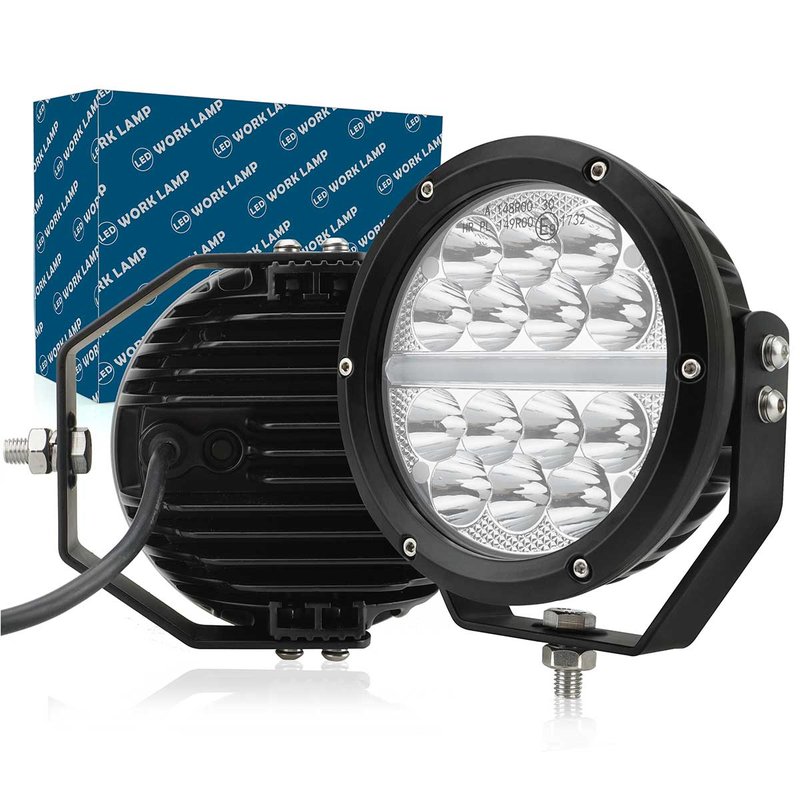 foto del prodotto faro led fuoristrada rotondo 6'' 70w 7000lm + drl bianco 10w 12v 24v ip67 6000k omologato e-mark
