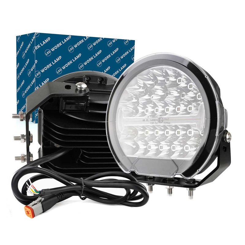 foto del prodotto faro led fuoristrada rotondo 9 39 39 150w 15000lm drl bianco 5w luce sos arancione 5w 12v 24v ip67 6000k omologato e mark