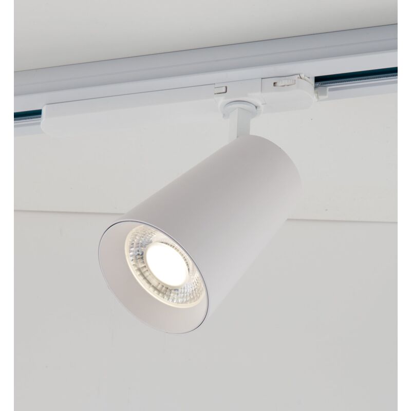 foto del prodotto faro led kone bianco con adattatore trifase 42w 4200 lumen 3000k luce calda 