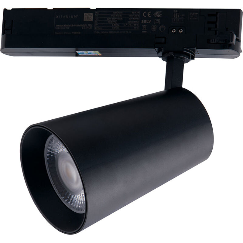 foto del prodotto faro led per binario kone nero in alluminio 30w 3000k luce calda nero